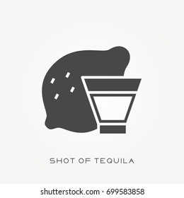 Silhouette icon shot of tequila