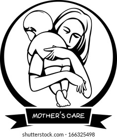Silhouette icon sign a mother's care, illustration vector design.