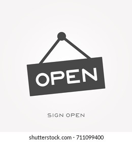 Silhouette icon sign open