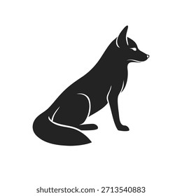 Icono de la silueta de un zorro sentado. Ilustración vectorial negra simple, aislada en un fondo blanco. Perfecto para un logotipo, icono o emblema.