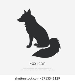 Silhouette icon of a sitting fox. Simple black vector illustration, isolated on a white background. Perfect for a logo, icon or emblem.