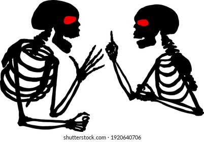 Silhouette icon of skeleton. Vector illustration.