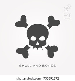 Silhouette icon skull and bones