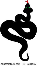 Silhouette icon of a snake recoil for an attack. Vector illustration.