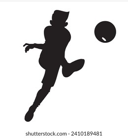 Silhouette icon of a soccer player kicking the ball