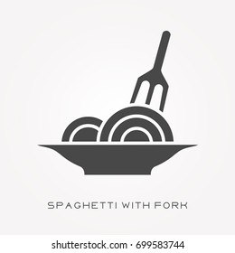 Silhouette icon spaghetti with fork