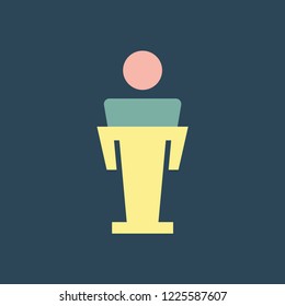 Silhouette icon speech behind podium