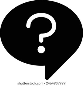 Silhouette icon of a speech bubble with a circular question mark