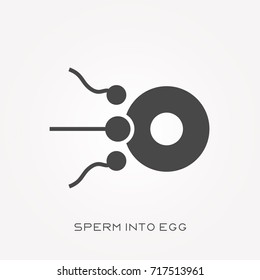 Silhouette icon sperm into egg