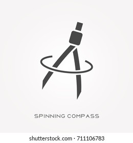 Silhouette icon spinning compass