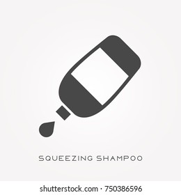 Silhouette icon squeezing shampoo