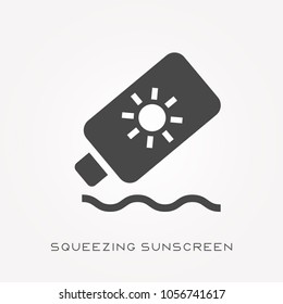 Silhouette icon squeezing sunscreen