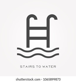 Silhouette icon stairs to water