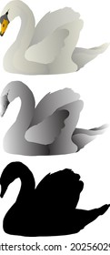 Silhouette icon of swan bird floating. Vector illustration.