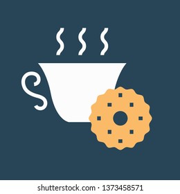 Silhouette icon tea with biscuits