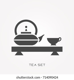 Silhouette icon tea set