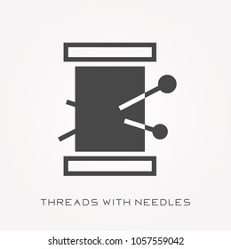 Silhouette icon threads with needles
