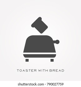 Silhouette icon toaster with bread
