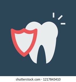 Silhouette icon tooth with shield