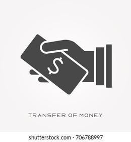 Silhouette icon transfer of money
