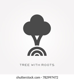 Silhouette icon tree with roots