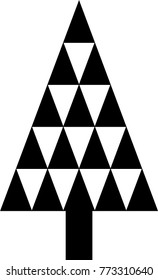 Silhouette icon of triangle Christmas tree, simple geometric vector design, symbol of fir-tree for illustration Xmas and New Year