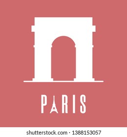 Silhouette icon of Triumphal Arch. Paris logo. Clean and modern vector illustration for design, web.