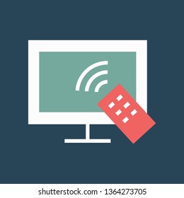 Silhouette icon TV and remote