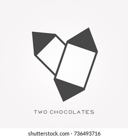 Silhouette icon two chocolates