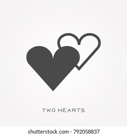 Silhouette icon two hearts