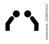 Silhouette icon of two people bowing. Japanese greeting. Vector.