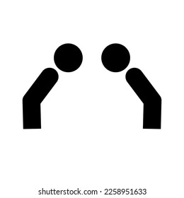 Silhouette icon of two people bowing. Japanese greeting. Vector.