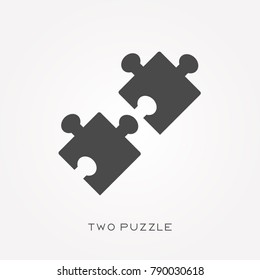 Silhouette icon two puzzle