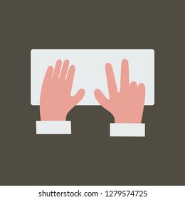 Silhouette icon typing on keyboard