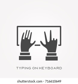 Silhouette icon typing on keyboard