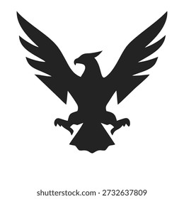 Silhueta ícone US Eagle. Ilustração simples do vetor preto de Bird, isolado no fundo branco. Símbolo dos Estados Unidos, liberdade, patriotismo e independência. Perfeito para logotipo, ícone, emblema