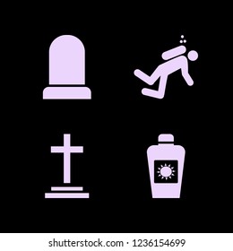 silhouette icon. silhouette vector icons set diver, sun oil and grave
