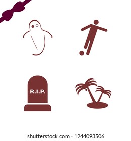 silhouette icon. silhouette vector icons set grave, ghost, palm trees and football player