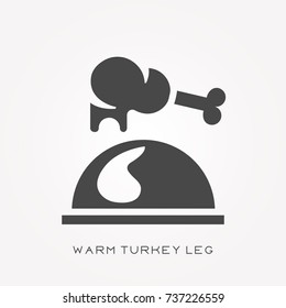 Silhouette icon warm turkey leg