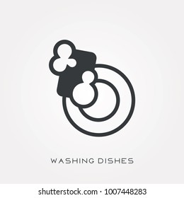 Silhouette icon washing dishes