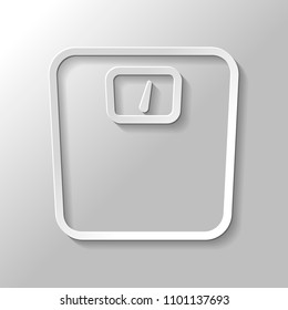silhouette or icon of weights, simple outline. Paper style with shadow on gray background
