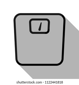 silhouette or icon of weights, simple outline. Black object with long shadow on white background