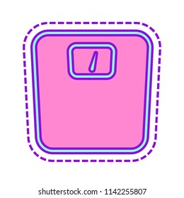 silhouette or icon of weights, simple outline. Colored sketch with dotted border on white background