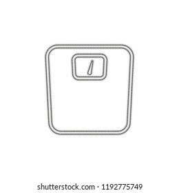 silhouette or icon of weights, simple outline. Dotted outline silhouette with shadow on white background