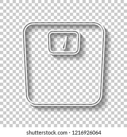 silhouette or icon of weights, simple outline. White outline sign with shadow on transparent background