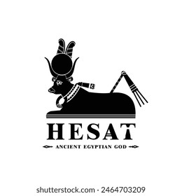 Silhouette of the Iconic ancient Egyptian god hesat, Middle Eastern god Logo for Modern Use