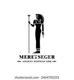 Silhouette of the Iconic ancient Egyptian god meretseger, Middle Eastern god Logo for Modern Use