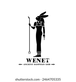 Silhouette of the Iconic ancient Egyptian god wenet, Middle Eastern god Logo for Modern Use