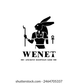 Silhouette of the Iconic ancient Egyptian god wenet, Middle Eastern god Logo for Modern Use