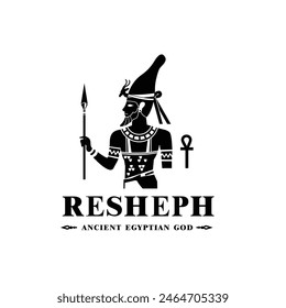 Silhouette of the Iconic ancient Egyptian god resheph, Middle Eastern god Logo for Modern Use